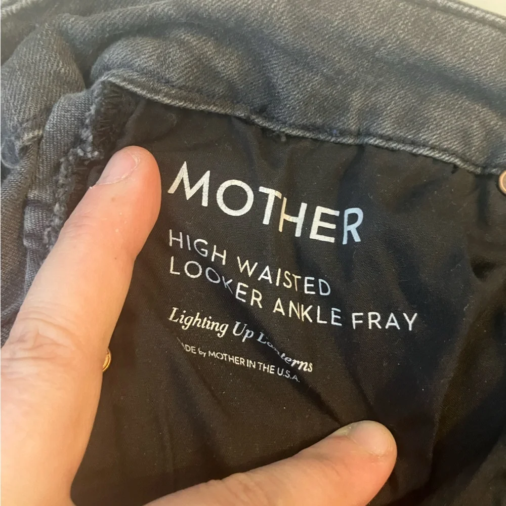 Mother high waisted looker ankle fray skinny cut grey stretch 27 (small)